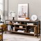 Industrial TV Stand with Cabinets and Adjustable Shelf for TVs -Rustic Brown